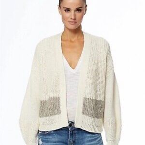 360 Sweater Tulsa open front cardigan, Size XS, white/grey